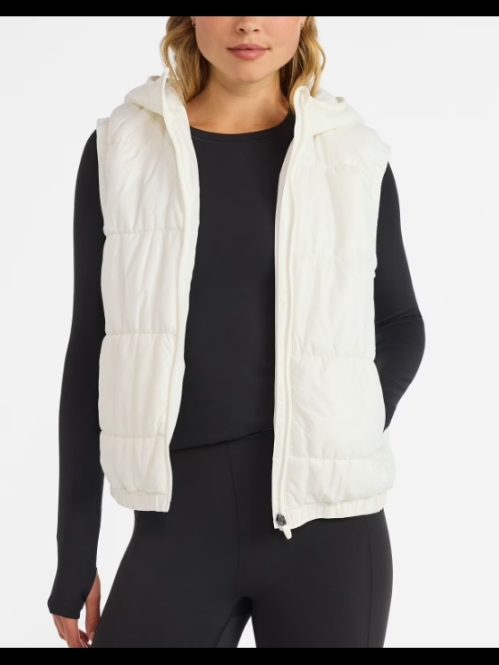 Avia White Hooded Quilted Puffer Vest Misses Size Medium Nwt